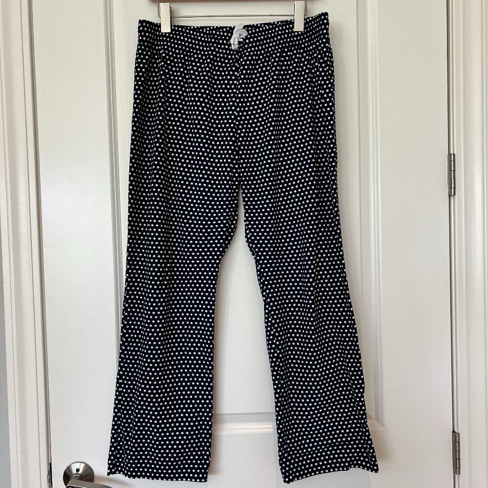 Calvin Klein Flannel Pajama Bottoms Blue With White Polka Dots Size L